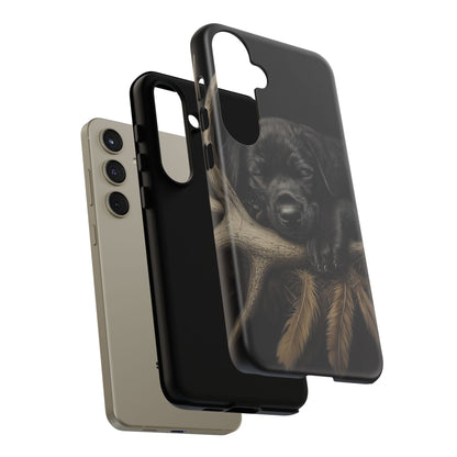 Adorable Black Labrador Puppy on Feathers Samsung Galaxy Case