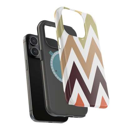 Earthy Chevron MagSafe iPhone Case – Boho-Inspired Design with Dual-Layer Protection