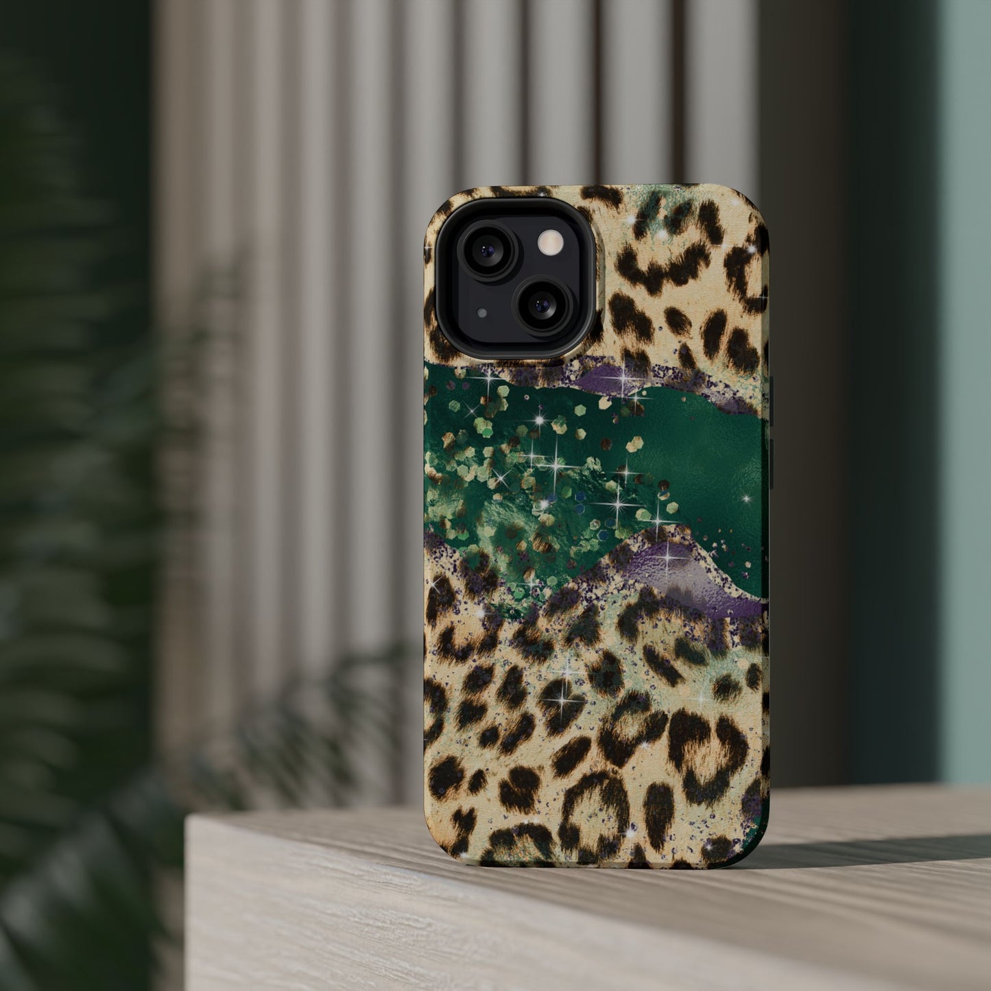 Emerald Glitter Leopard Print - MagSafe iPhone Series Case