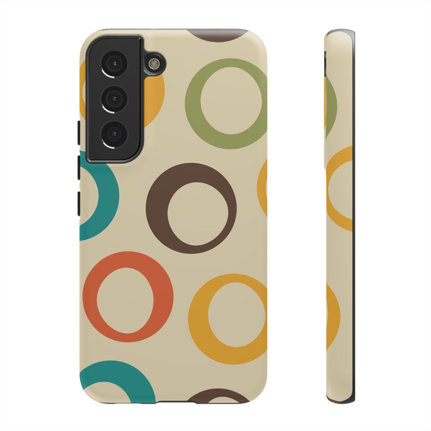 Retro Colorful Rings Samsung Galaxy Case – Shockproof, Matte Finish, Dual-Layer Protection