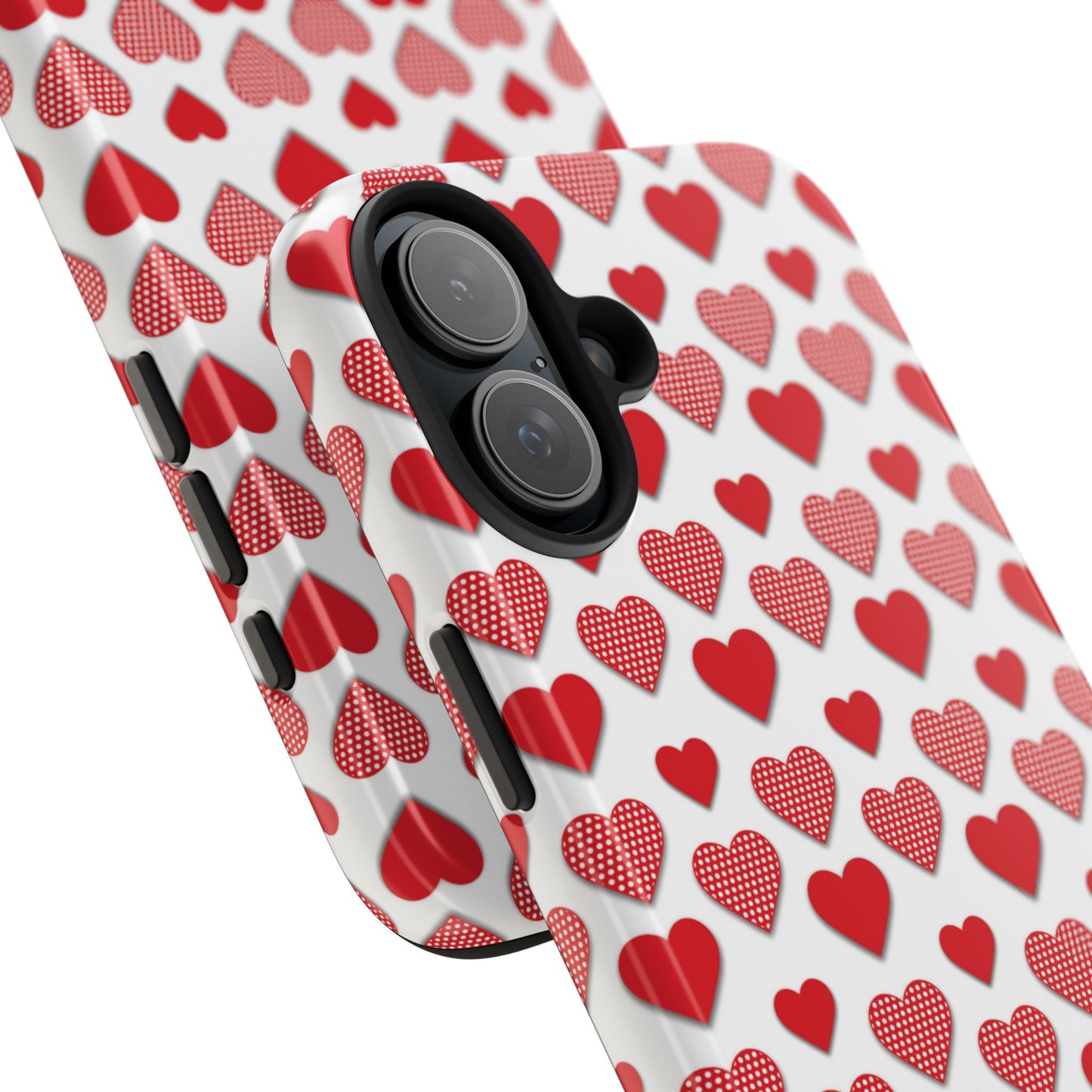 Red & Polka Dot Hearts iPhone Case