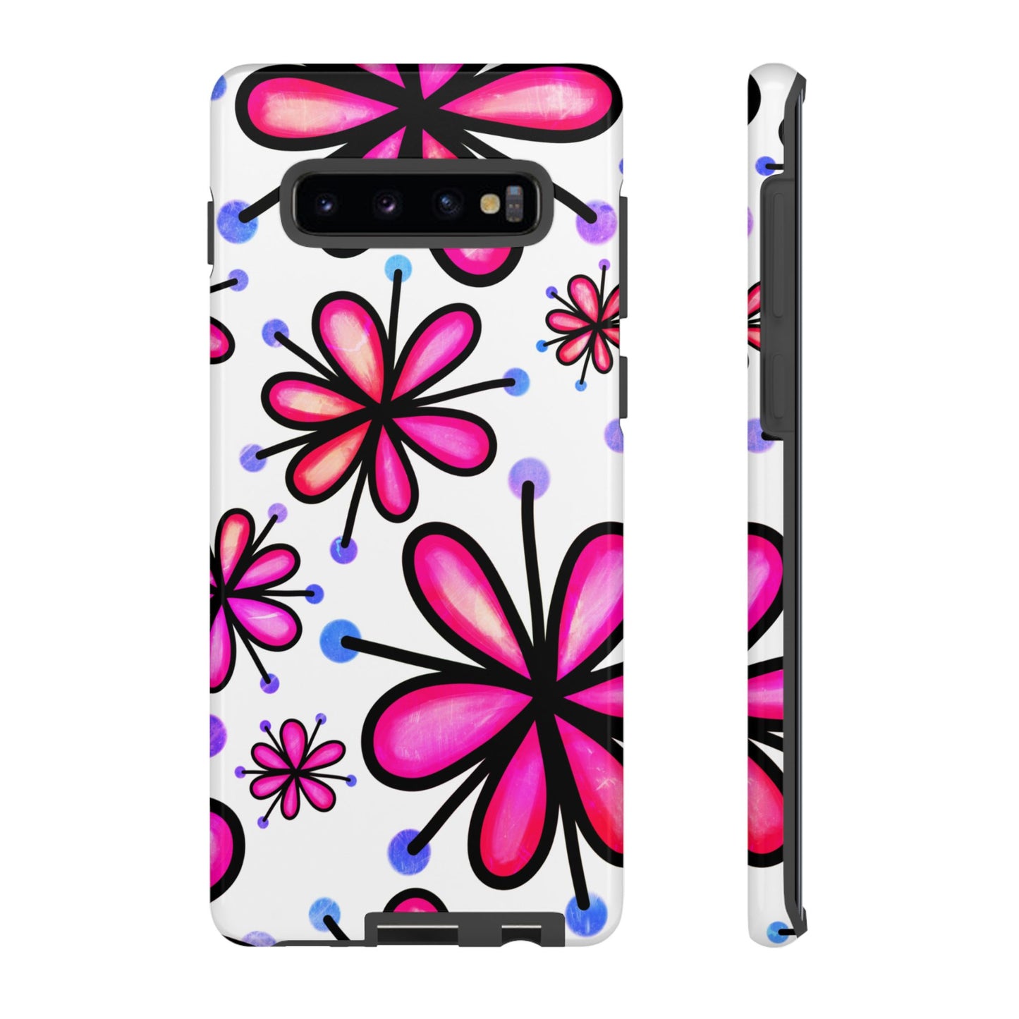 Pink Retro Bloom Samsung Galaxy Case – Ultra-Slim Design, Glossy Finish
