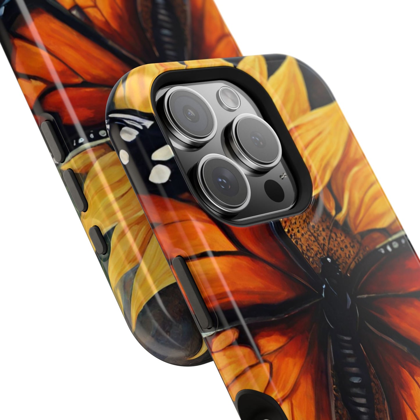 Monarch Butterfly & Sunflower Art – MagSafe iPhone Case