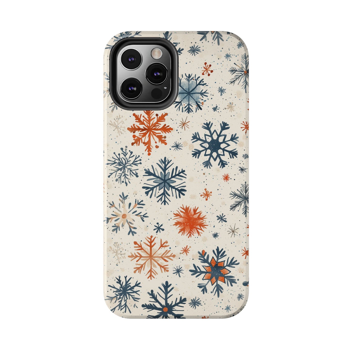 Rustic Orange and Blue Snowflake Pattern – iPhone Series Case