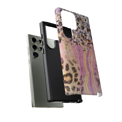 Crystal Glam Leopard - Samsung Galaxy Series Case with Glitter and Gem Accents