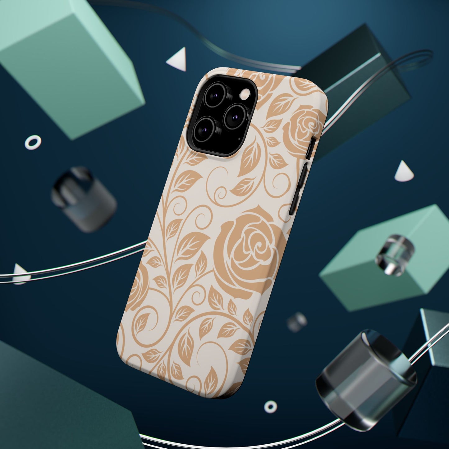 Vintage Rose Vine Tough MagSafe iPhone Case – Elegant Floral Pattern with Dual-Layer Protection