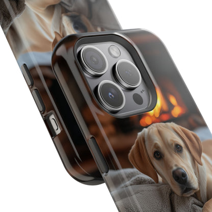 Cozy Golden Retriever by the Fireplace - MagSafe Case