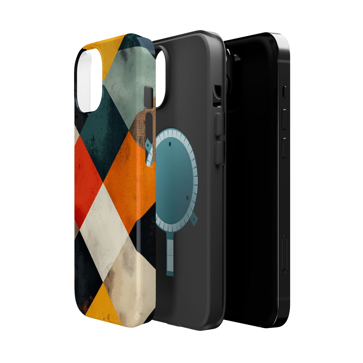 Geometric Retro MagSafe iPhone Case - Colorful Checkered Protective Cover