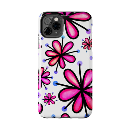 Pink Retro Bloom iPhone Case – Ultra-Slim Design, Glossy Finish