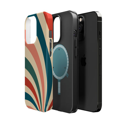 Retro Sunburst Swirl MagSafe iPhone Case – Dual-Layer Protection with Bold 70s Vibes