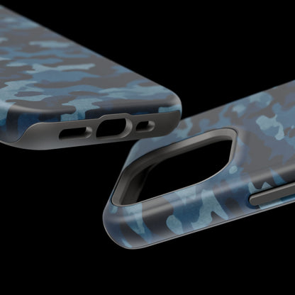 Dark Blue Camouflage – MagSafe iPhone Case with Modern Rugged Style