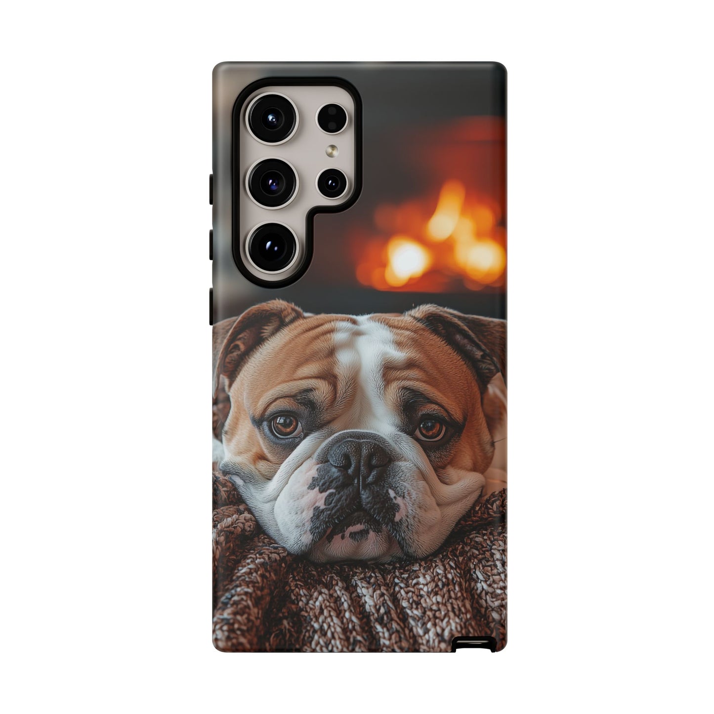 Cozy Bulldog Samsung Galaxy Case – Fireside-Inspired Protective Cover