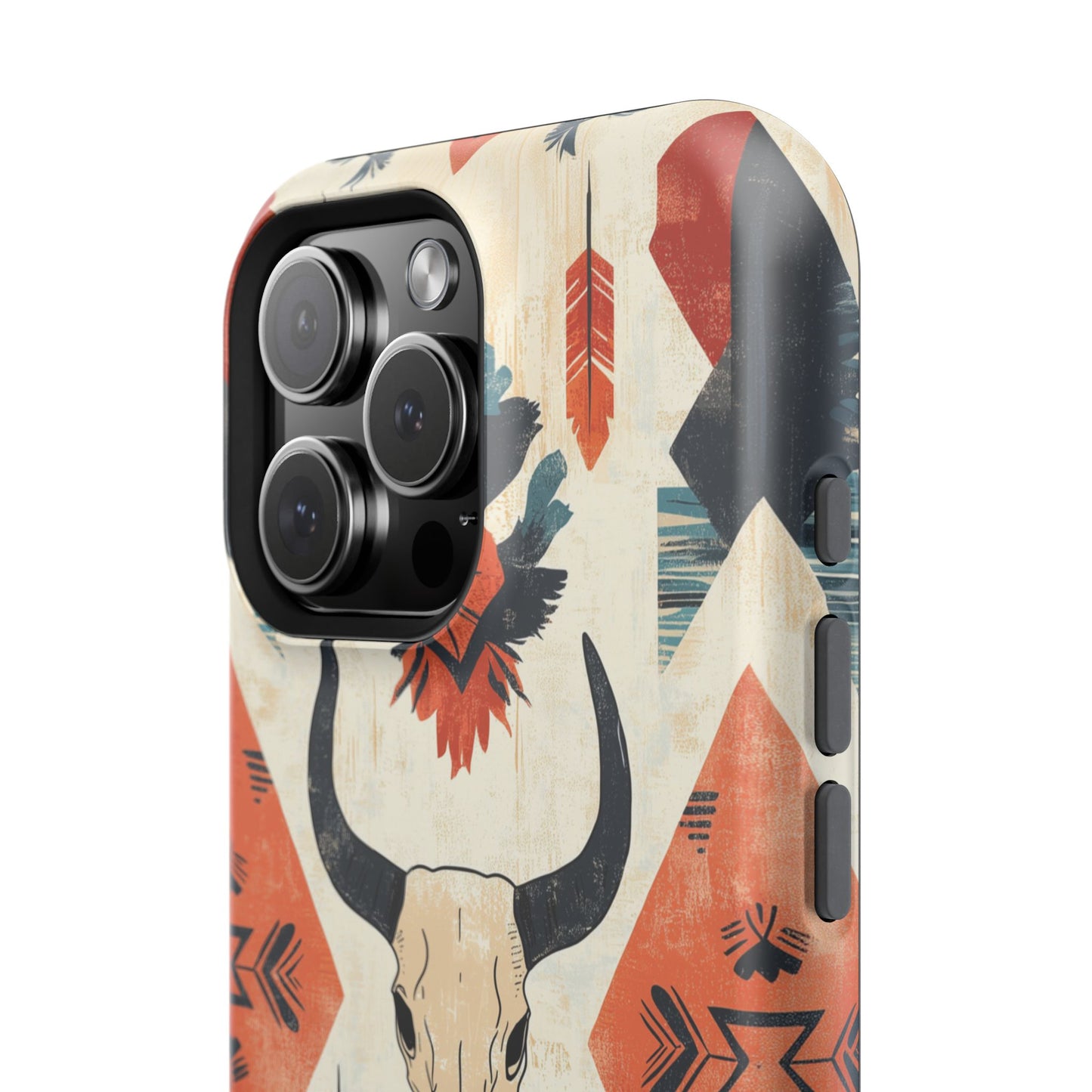 Southwestern Boho Skull Tough MagSafe iPhone Case – Durable Matte Finish, Dual-Layer Protection