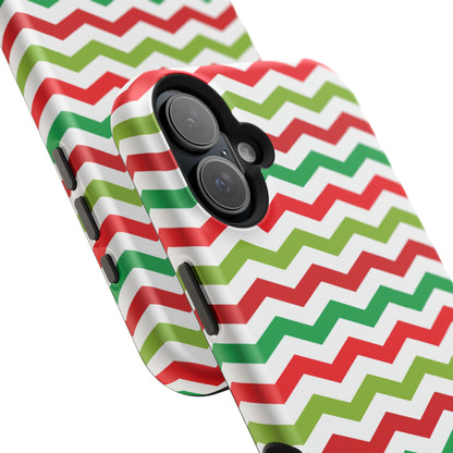 Vibrant Fiesta Chevron – Yellow Green, Green & Red Geometric MagSafe Case