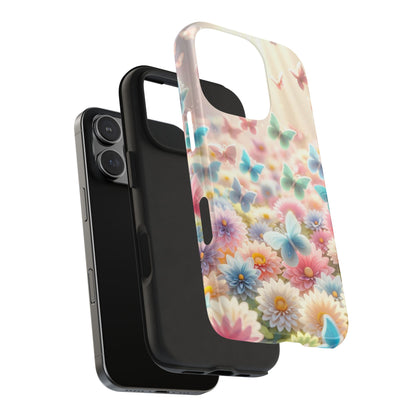 Butterfly Flower Garden - iPhone Case - Pastel Floral Protective Cover