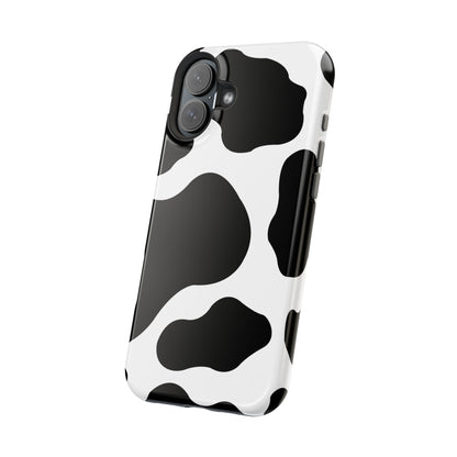 Chic Cow Print Tough Magsafe iPhone Case – Trendy Monochrome Animal Pattern with Dual-Layer Protection