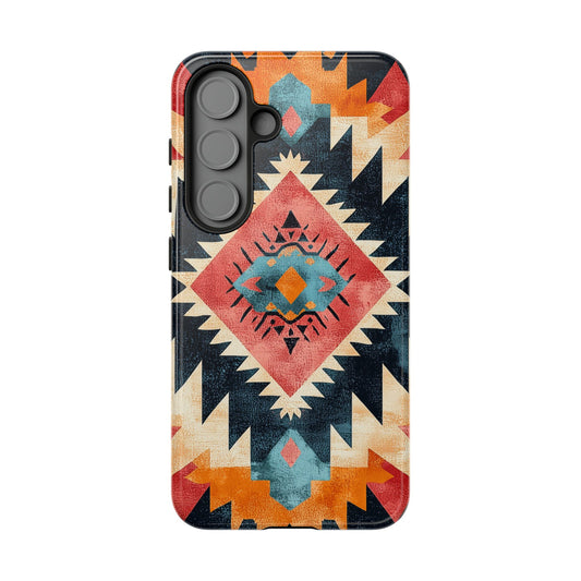 Bold Aztec Pattern Tough Samsung Galaxy Case – Vibrant Geometric Design, Dual-Layer Protection