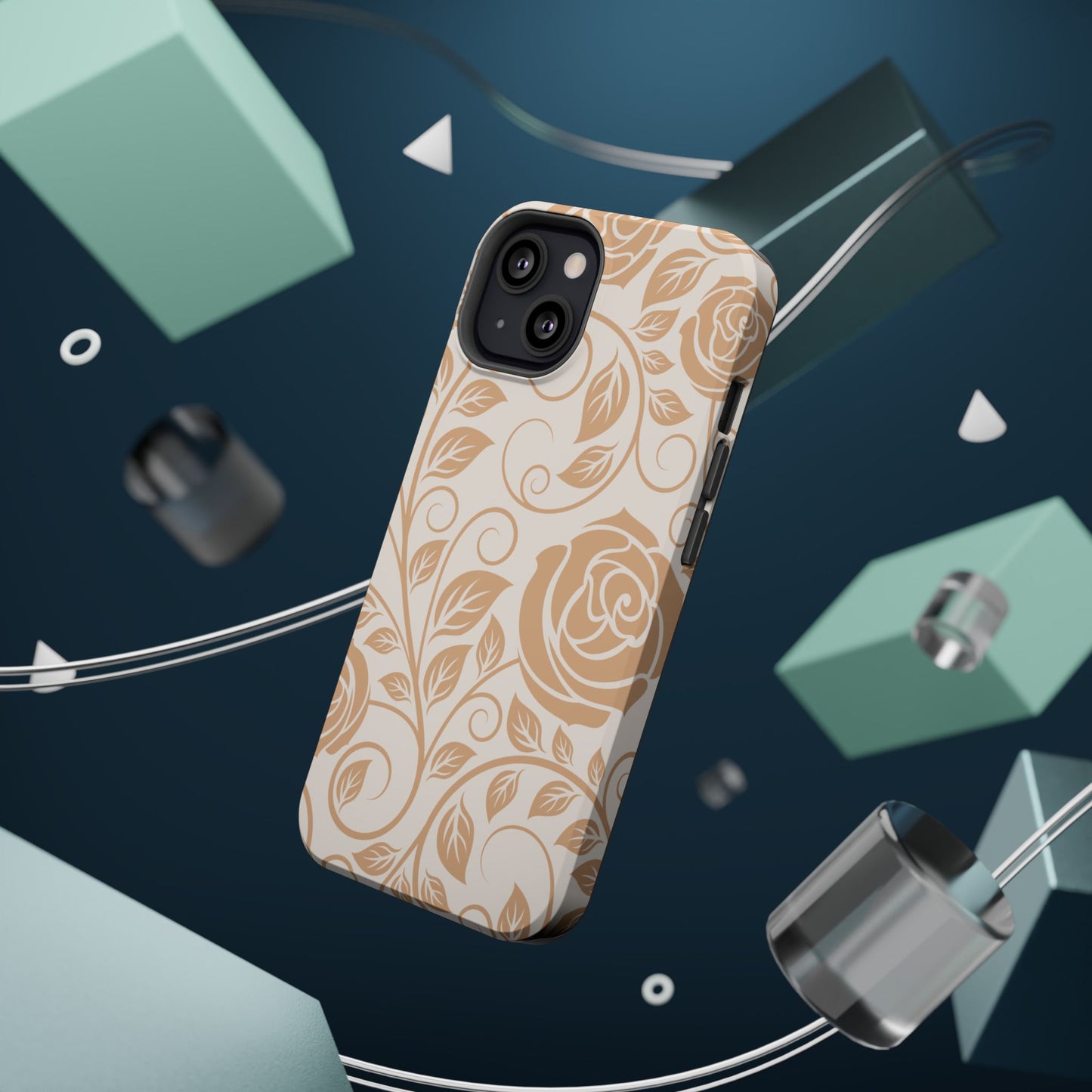 Vintage Rose Vine Tough MagSafe iPhone Case – Elegant Floral Pattern with Dual-Layer Protection