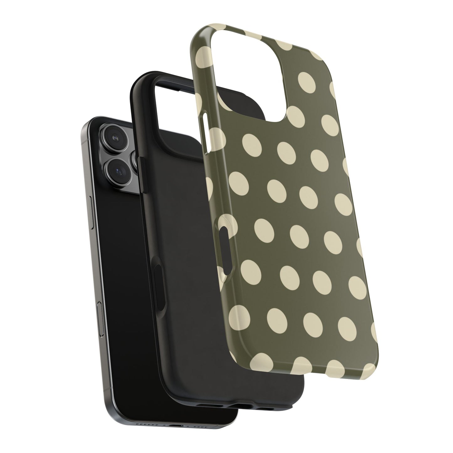 Vintage Green & Cream Polka Dots – iPhone Case