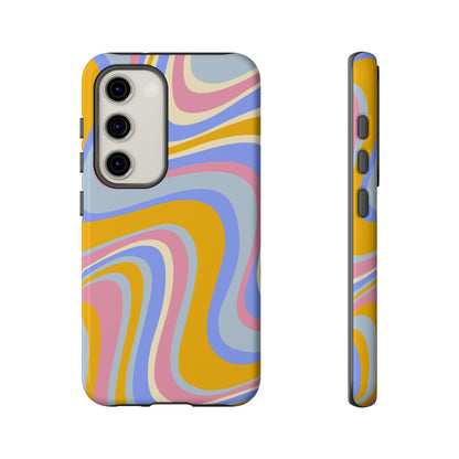 Groovy Pastel Waves Samsung Galaxy Case – 70s-Inspired Design with Dual-Layer Protection