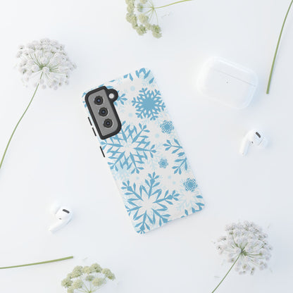 Frosty Blue Snowflakes Samsung Galaxy Case – Shockproof, Smooth Matte Finish, Dual-Layer Design