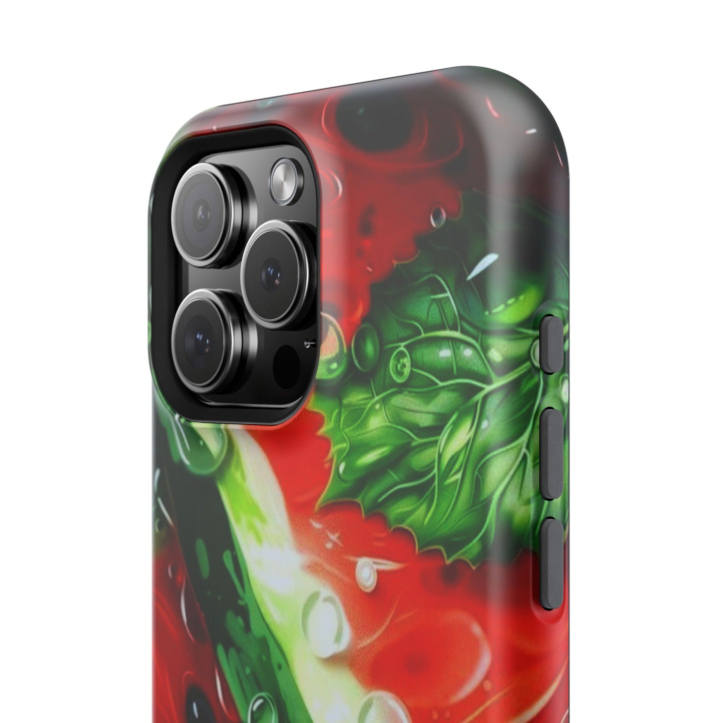 Juicy Watermelon & Mint MasSafe iPhone Case – Tough Dual-Layer, Vibrant Summer Design