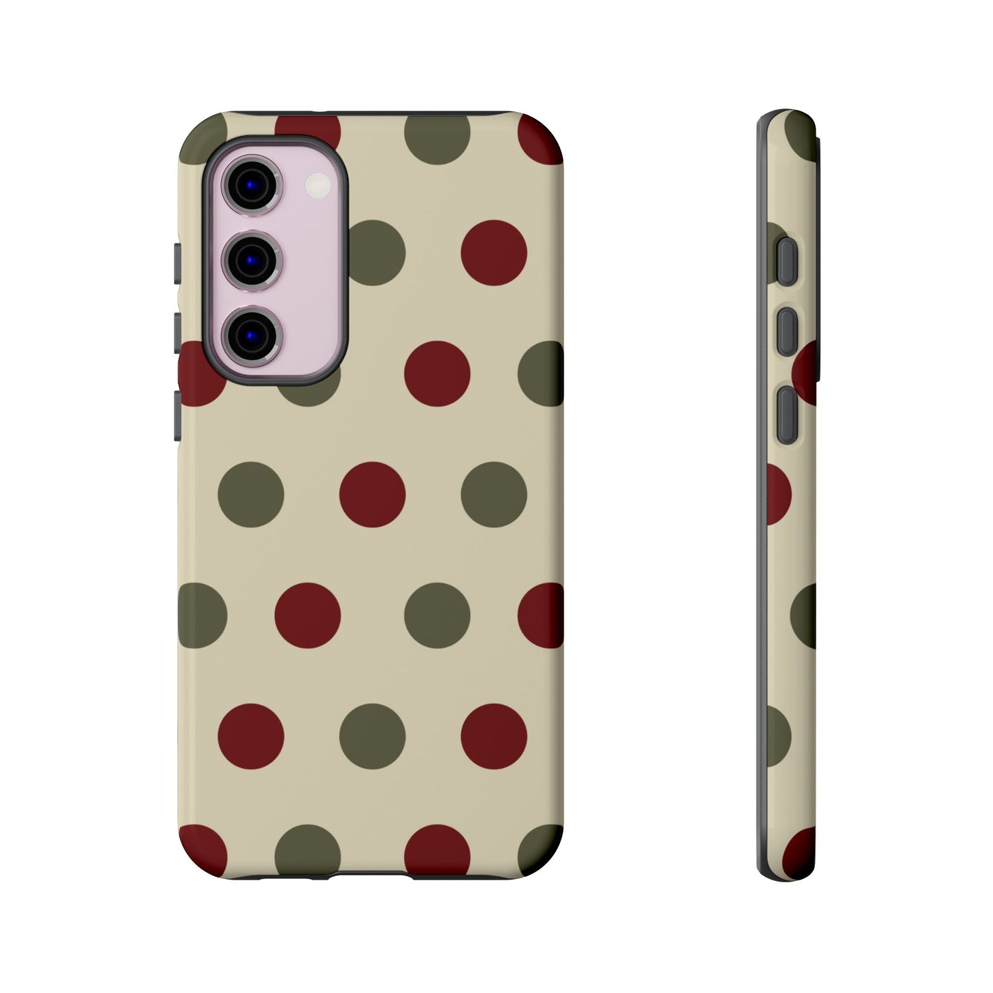 Red & Green Polka Dots on Cream – Samsung Galaxy Case