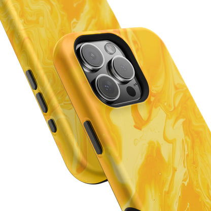 Luxe Yellow Marble MagSafe iPhone Case – Bold Golden Elegance with Magnetic Precision