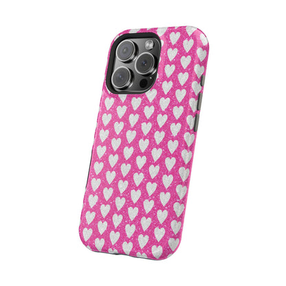 Pink Glitter Heart Pattern MagSafe Case