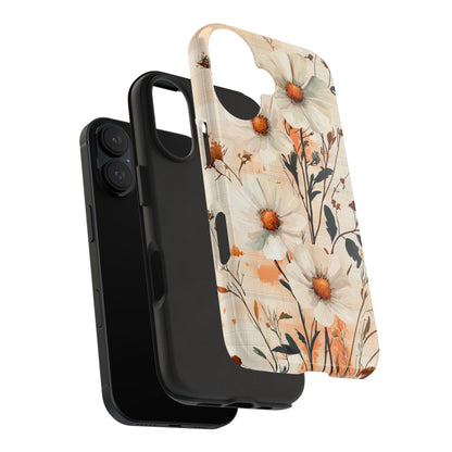 Pastel Orange Floral iPhone Case - Elegant Plaid Protective Cover