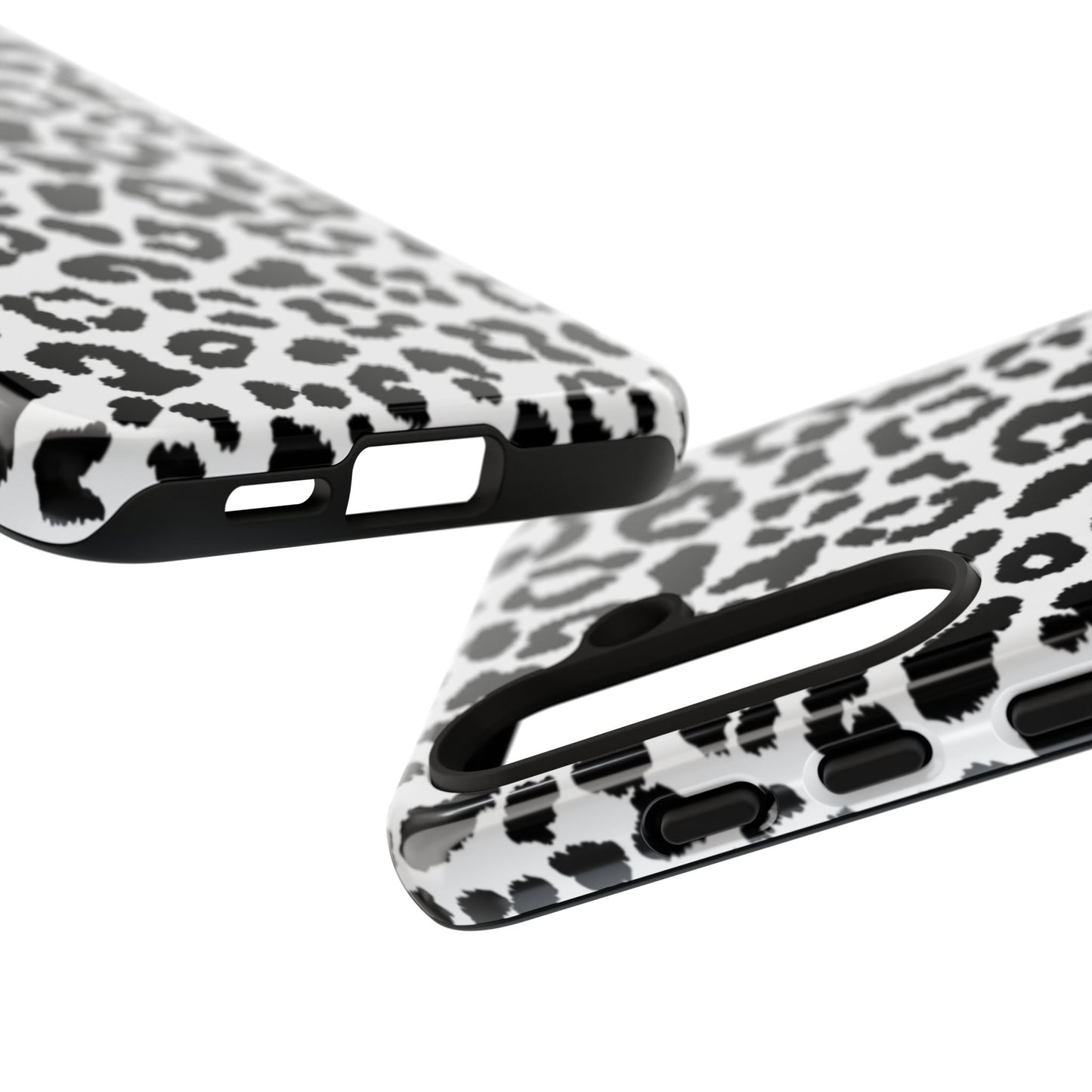 Monochrome Leopard Print Tough Samsung Galaxy Case – Classic Black and White Design with Dual-Layer Protection