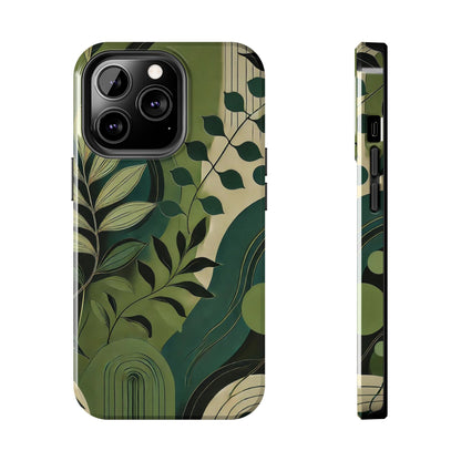 Abstract Green Leaves iPhone Case - Nature-Inspired Protective Cover