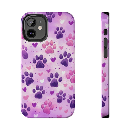 Purple Paw Print iPhone Case - Cute Pet-Themed Protective Cover