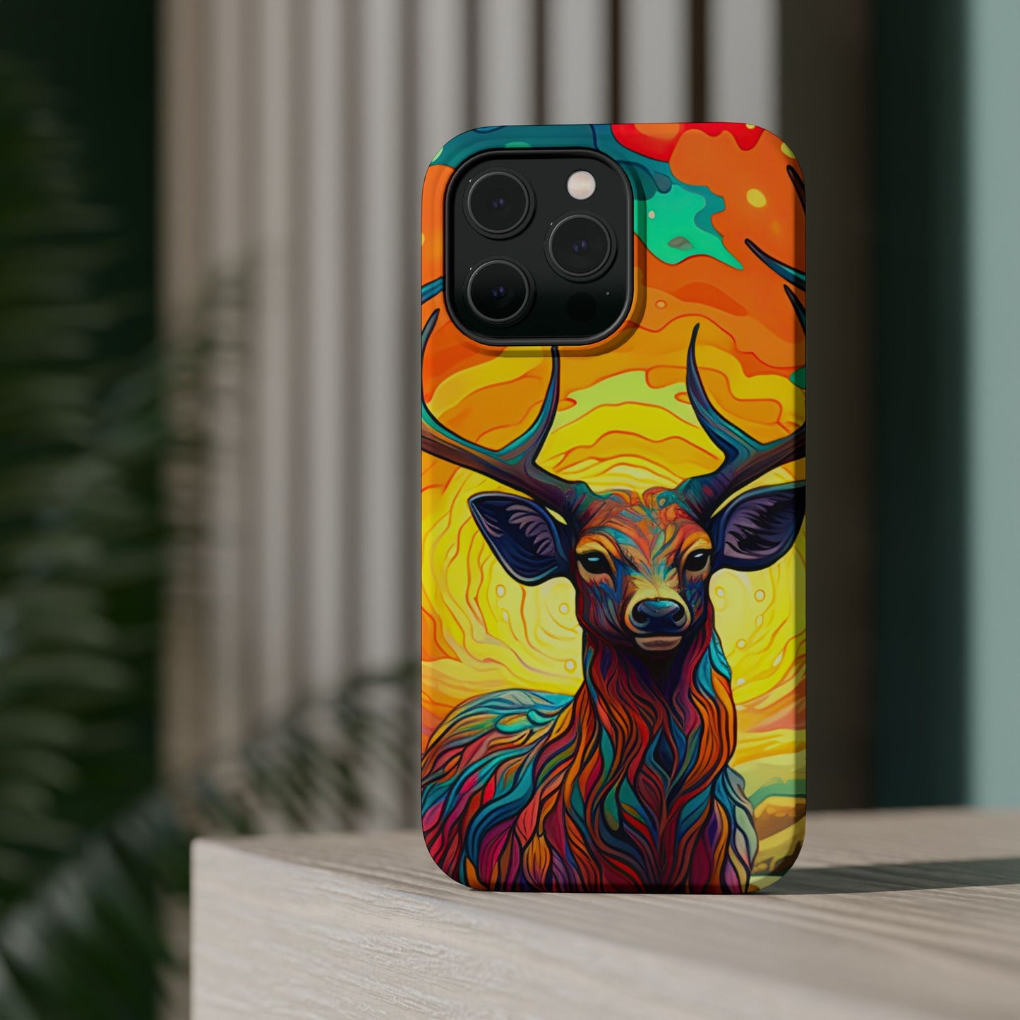 Vibrant Stag in Bloom – MagSafe iPhone Case