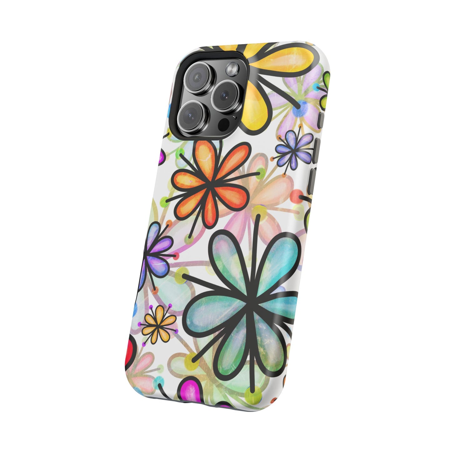 Retro Floral Pop MagSafe iPhone Case – Ultra-Slim Design, High-Gloss Finish