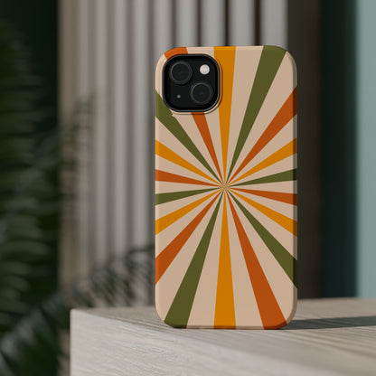 Retro Sunburst MagSafe iPhone Case – Bold Geometric Design, Durable Shockproof Protection