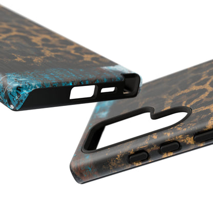 Boho Leopard and Turquoise Tough Samsung Galaxy Case – Rustic Western Design with Dual-Layer Protection