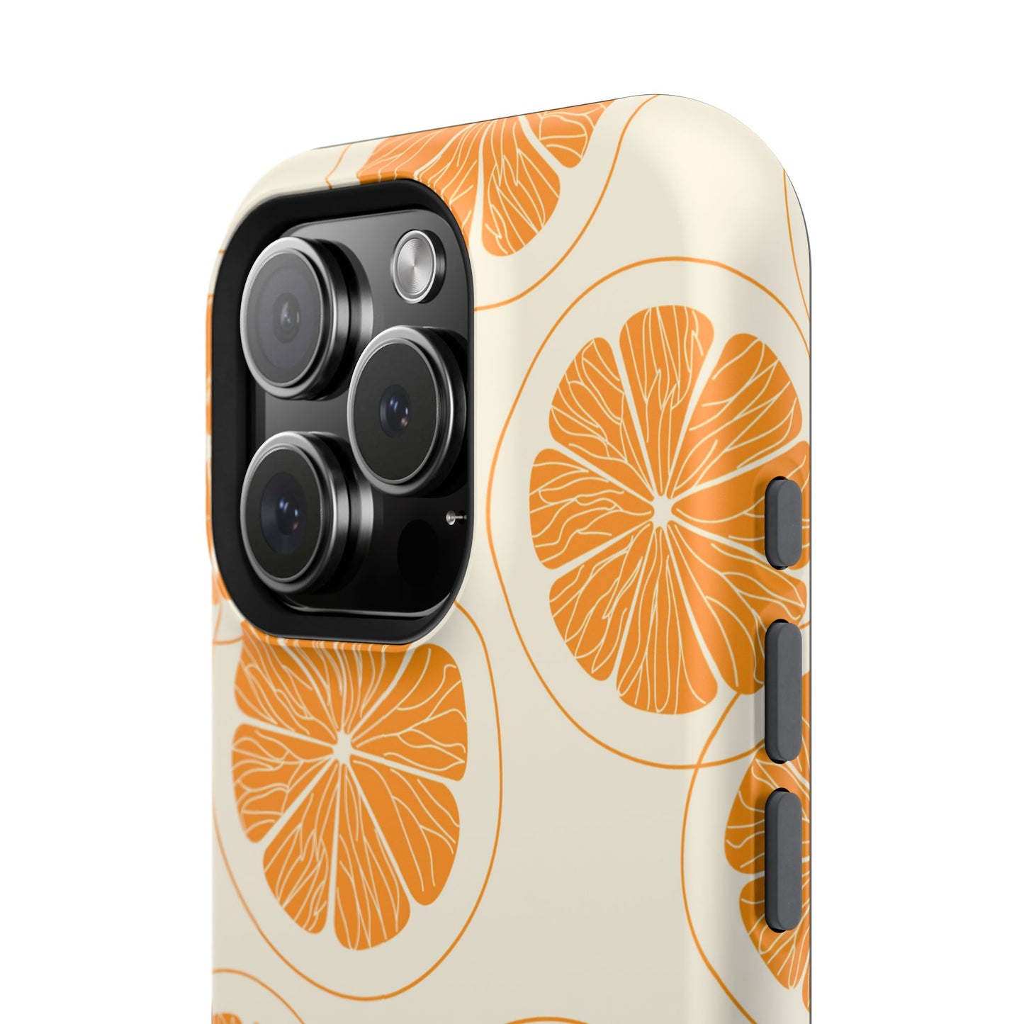 Citrus Burst Pattern Tough MagSafe iPhone Case – Bold Orange Design, Shockproof Protection