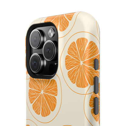 Citrus Burst Pattern Tough MagSafe iPhone Case – Bold Orange Design, Shockproof Protection