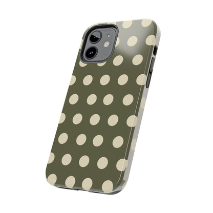 Vintage Green & Cream Polka Dots – iPhone Case