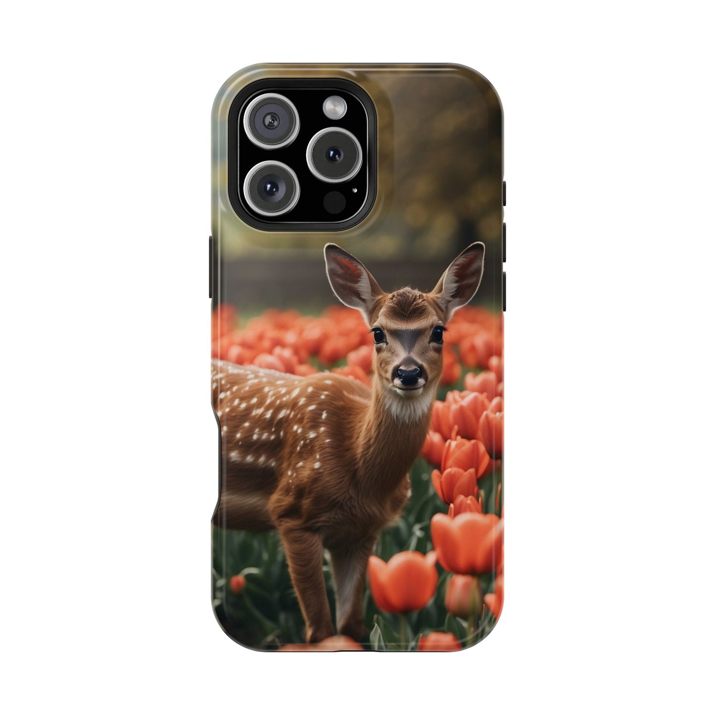 Fawn Among Tulips MagSafe iPhone Case