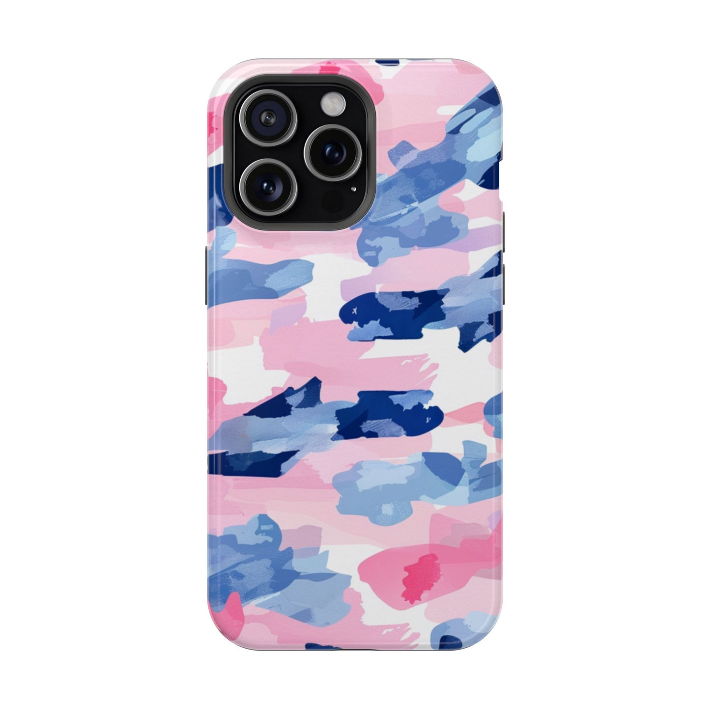 MagSafe Case: Dynamic Pink & Navy Brushstroke Art