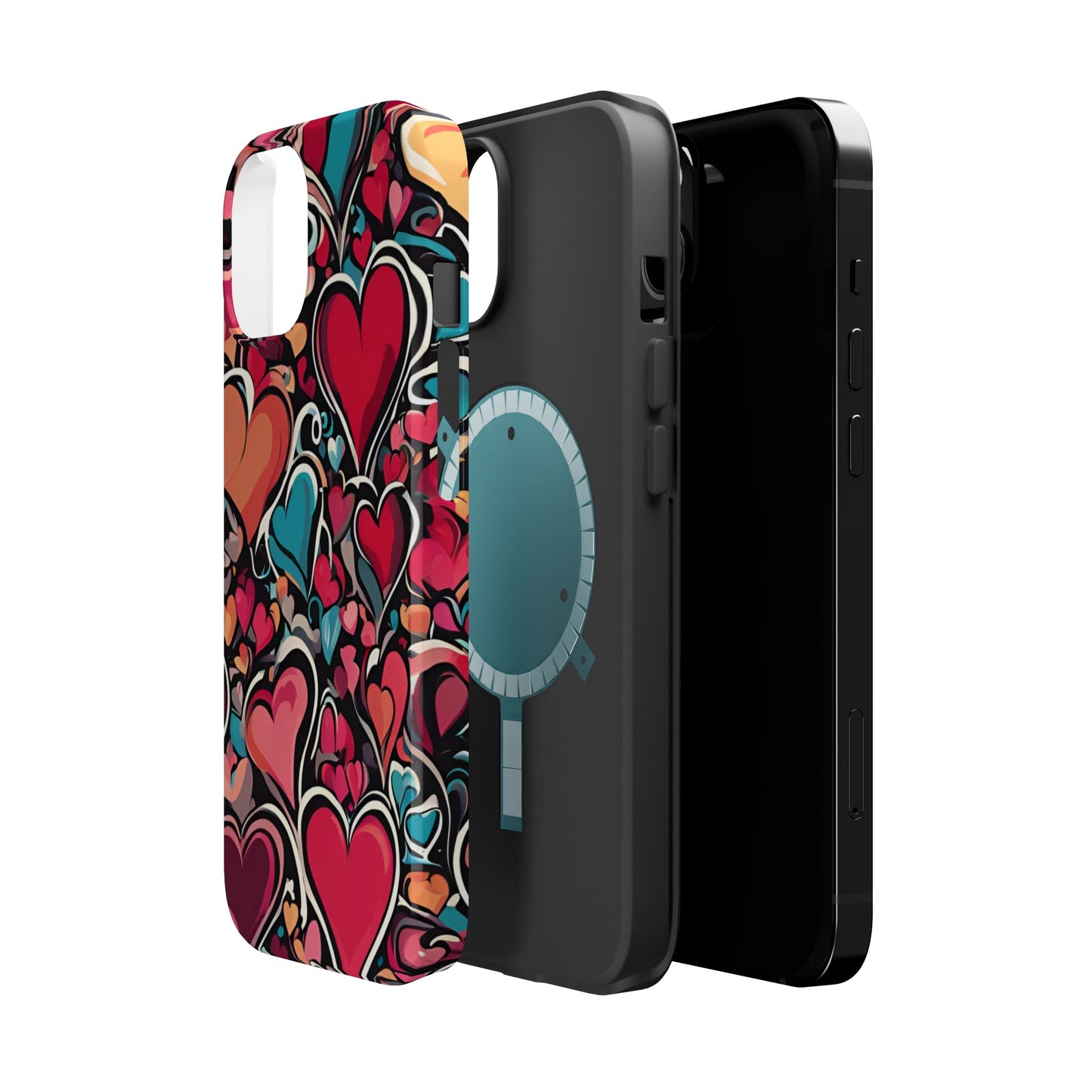 Vibrant Multicolor Heart Art – MagSafe-Compatible iPhone Case