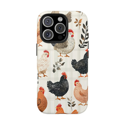 iPhone Case: Vintage Chicken & Leaves – Farmhouse Style Case