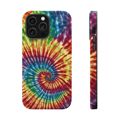 Vibrant Spiral Tie-Dye MagSafe Case – Retro Rainbow Design