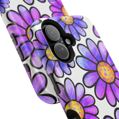 Purple Daisy Delight MagSafe iPhone Case – Slim Profile, Glossy Finish