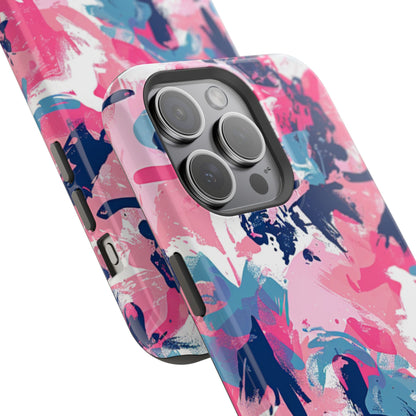 Vibrant Pink & Navy Abstract Splash – MagSafe iPhone Case