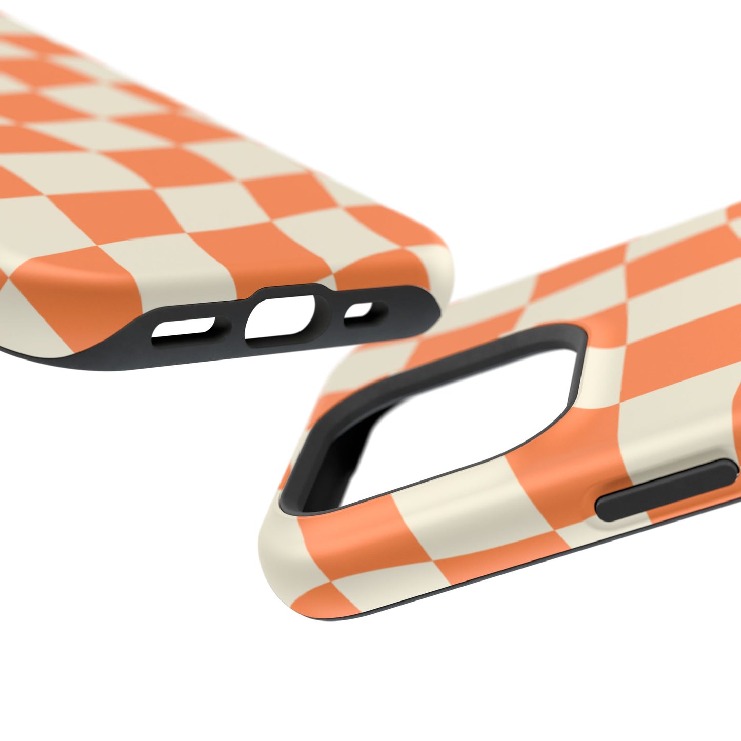 Wavy Retro Checkerboard MagSafe iPhone Case – Shockproof, Matte Finish, Dual-Layer Protection