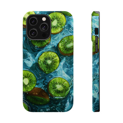 Tropical Kiwi Splash MagSafe iPhone Case – Tough Dual-Layer, Vibrant Summer Design