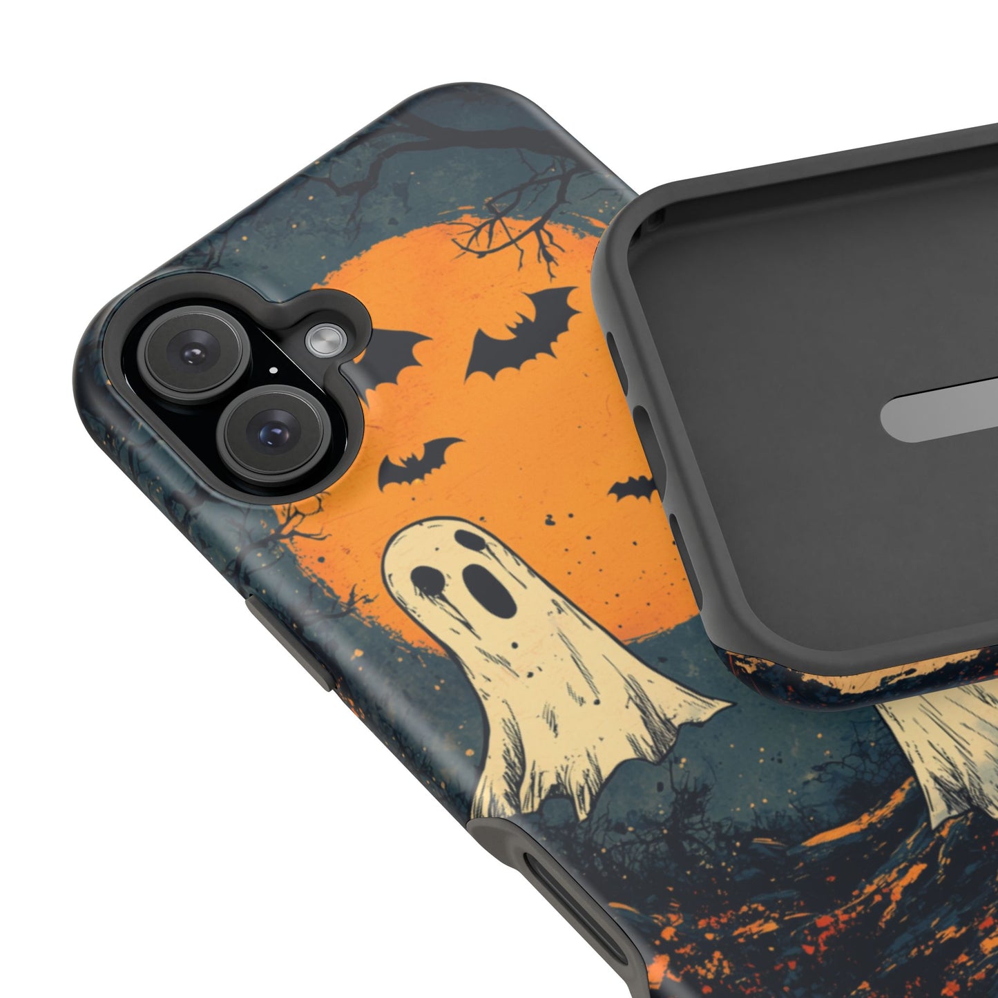 Haunted Ghosts & Full Moon MagSafe iPhone Case – Spooky Halloween Design